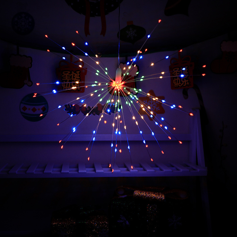 LED Hanging fireworks Lights, 8 Modes Battery Operated Fairy Lights with Remote, Waterproof Fairy Hanging Lights for Party