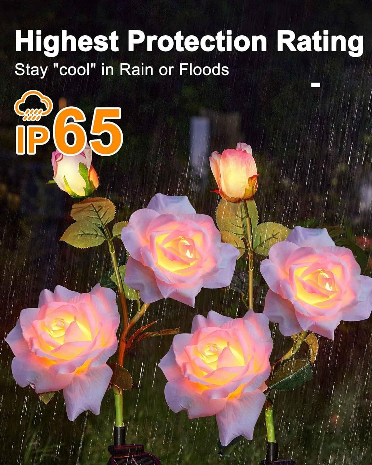 Solar Garden Lights Outdoor LED Solar Flower Lights with Roses IP65 Waterproof Solar Lights Outdoor Garden for Yard Patio Decora