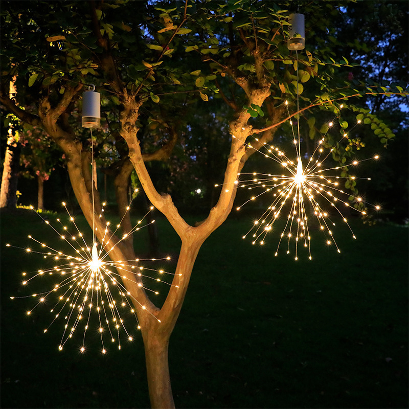 LED Hanging fireworks Lights, 8 Modes Battery Operated Fairy Lights with Remote, Waterproof Fairy Hanging Lights for Party