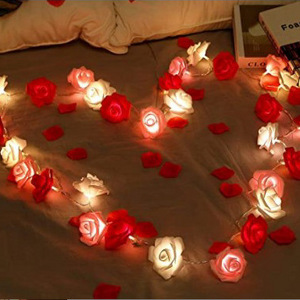 Wedding Christmas Valentine's Day Decoration Battery Operated Romantic Rose Flower Led Fairy String Lights