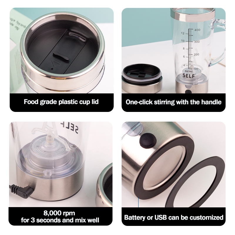 Coffee Stirring Cup Auto Magnetic Rotating Electric Milk Mark Cup for car 304 Stainless Steel Self Stirring Mixing Cup