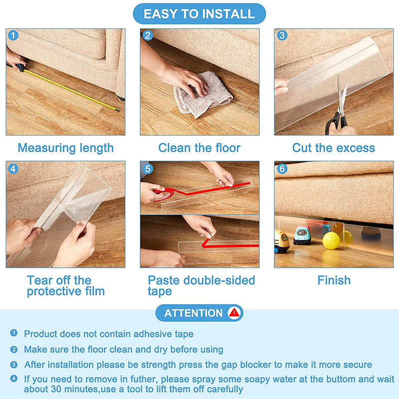 Clear Plastic Under Bed Couch Furniture Toy PVC Blockers Bumper for Pets to Stop Things Into