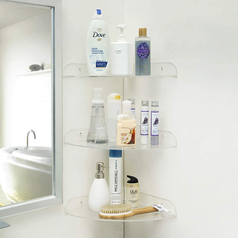 Clear Acrylic Wall Mounted Corner Storage Floating Shelves