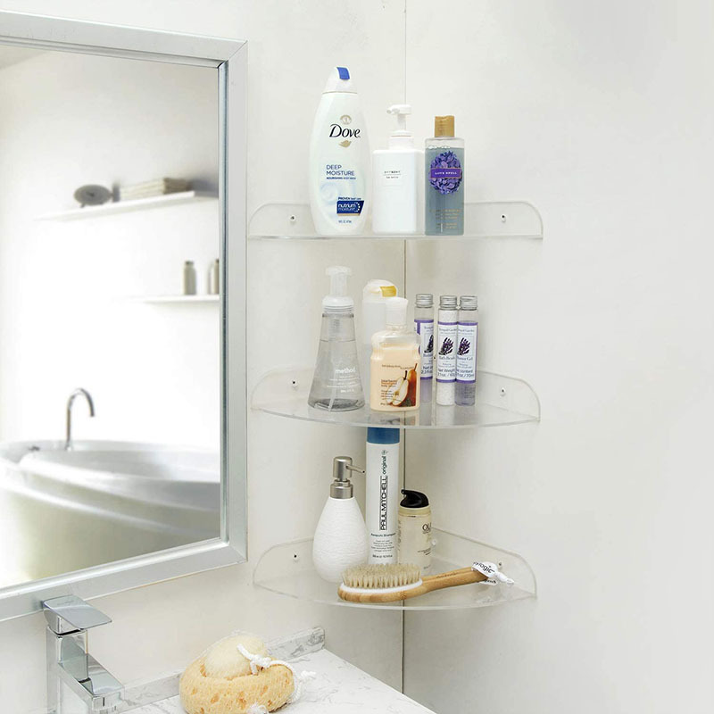 Clear Acrylic Wall Mounted Corner Storage Floating Shelves