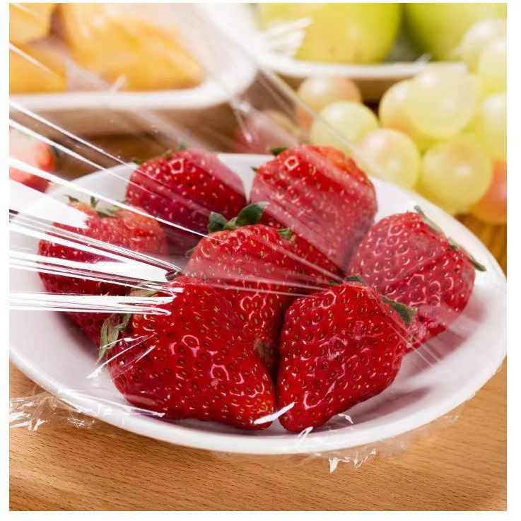 Custom Transparent PVC Food Grade Over Wrap Cling Elastic Stretch Film Roll for Vegetable Fruit Strawberry