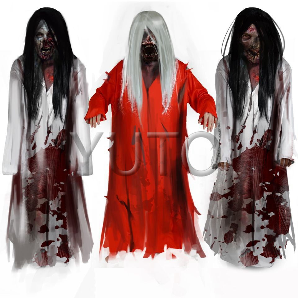 Horrible Lifelike Red Ghost haunted house props for sale| Escape room facility Horror Standing Zombie for haunted house