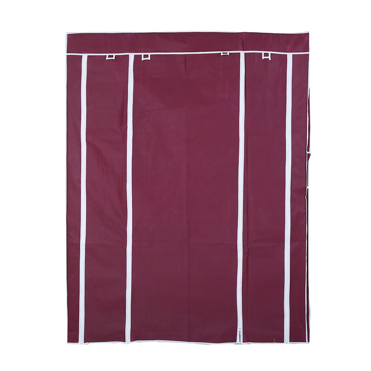 Folding fabric portable bedroom assembly zipper wardrobe