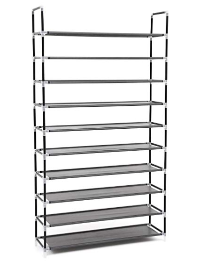 4-Tier Shoe Organizer Shelf Stackable Storage Cabinet Towers with Durable Metal Holds 20 Pairs