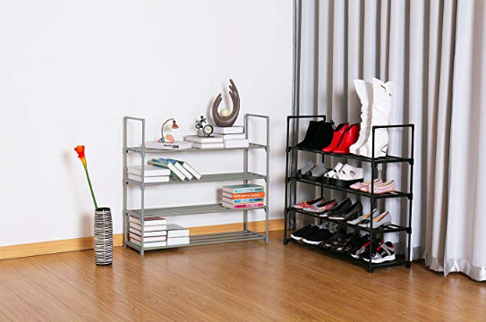 4-Tier Shoe Organizer Shelf Stackable Storage Cabinet Towers with Durable Metal Holds 20 Pairs