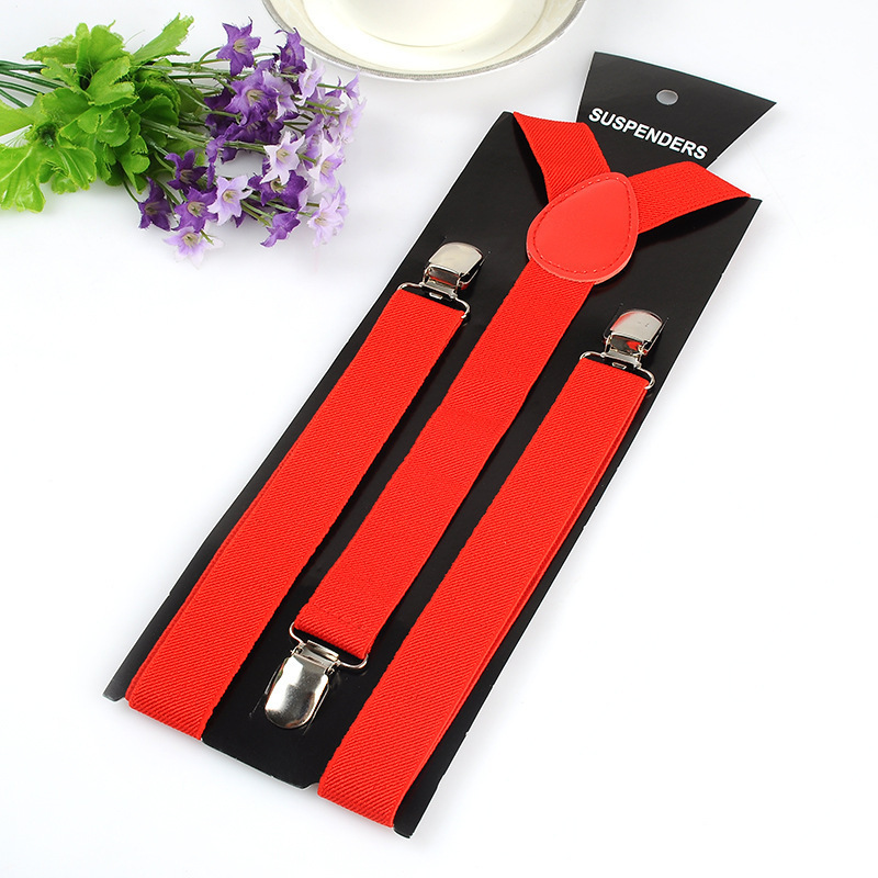 Men's 1 inch Solid Straight Clip Adjustable  Elastic Y Back Suspenders for Men and Women With Strong Metal Clips