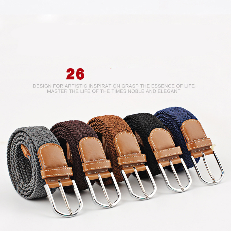 42 Colors Men Women Casual Knitted Pin Buckle Belt Woven Canvas Elastic Expandable Braided Stretch Belts Plain Webbing Strap