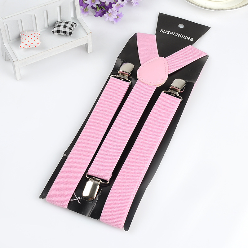 Men's 1 inch Solid Straight Clip Adjustable  Elastic Y Back Suspenders for Men and Women With Strong Metal Clips