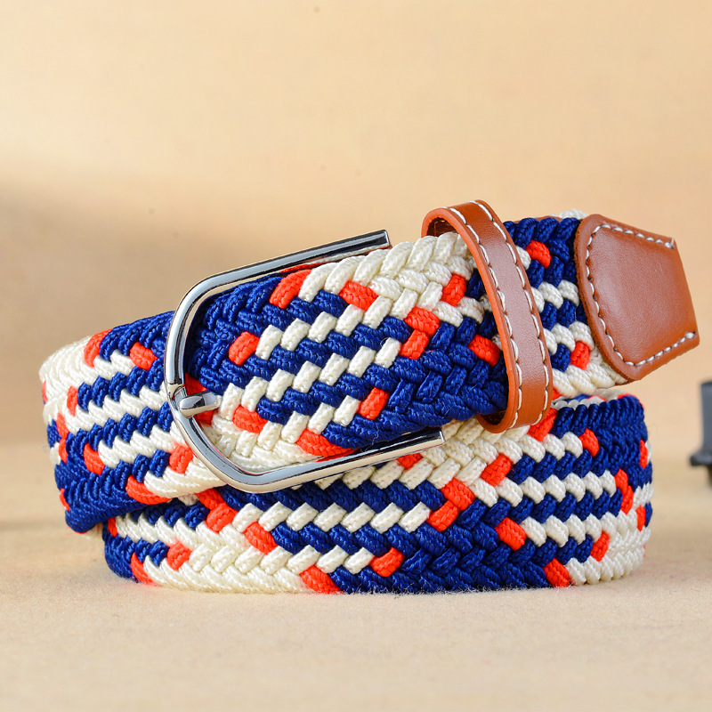 42 Colors Men Women Casual Knitted Pin Buckle Belt Woven Canvas Elastic Expandable Braided Stretch Belts Plain Webbing Strap