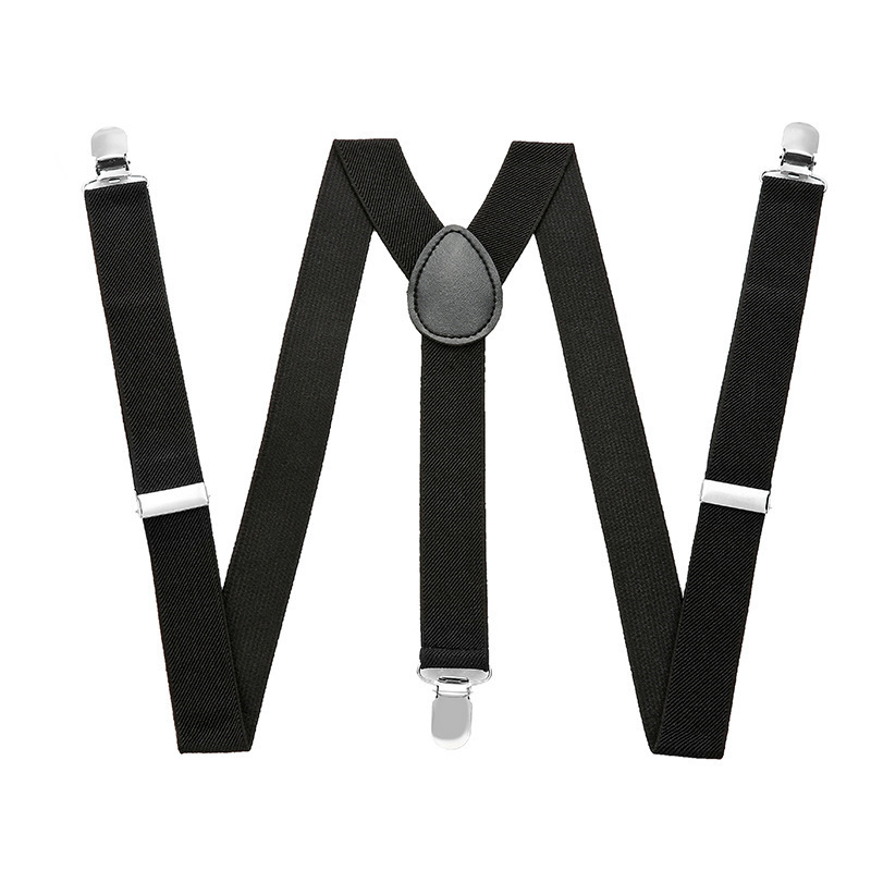 Men's 1 inch Solid Straight Clip Adjustable  Elastic Y Back Suspenders for Men and Women With Strong Metal Clips