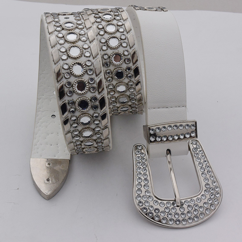 Fashion Luxury Glitter Rhinestones Studded Belt For Unisex Bling Bling Leather Belt For Men