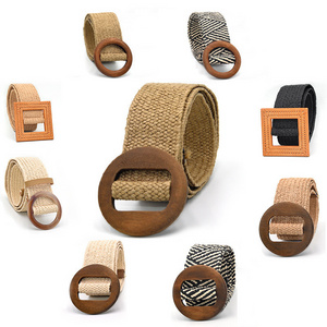 Female Bohemian Vintage Braided Belt PP Grass Weave Waist Belt Women Summer Ladies Waist Belt