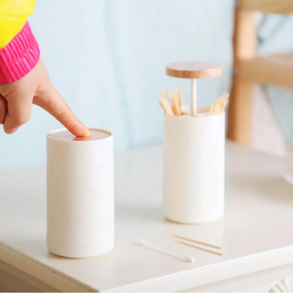 Simple Nordic Style Creative Automatic Wooden Plastic Toothpick Holders Toothpick Stand Toothpick Box Home Decoration