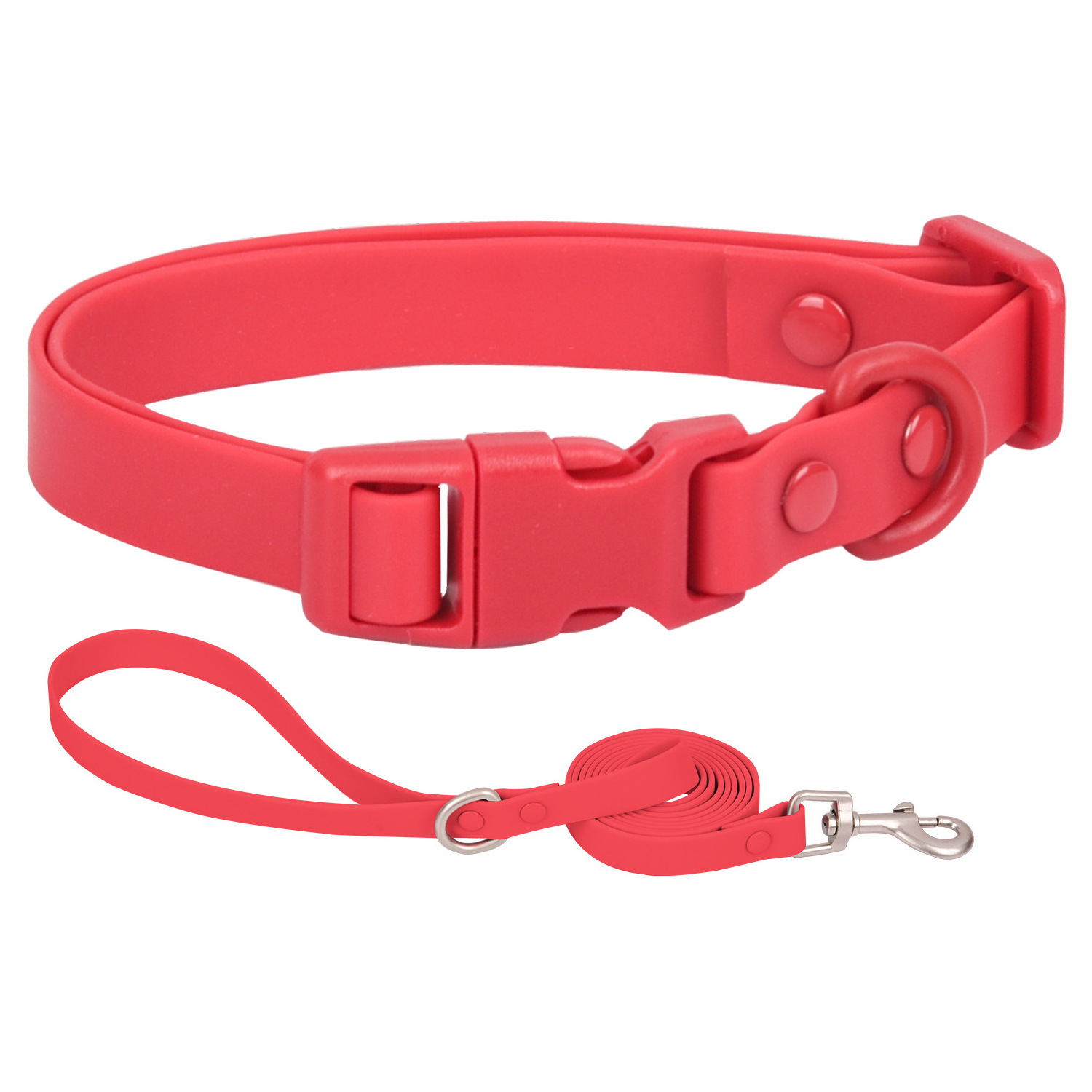 Colorful Waterproof Quick Release PVC Dog Collar And Leash Adjustable Stinkproof Soft Luxury Pet Collars Multifunctional Leashes