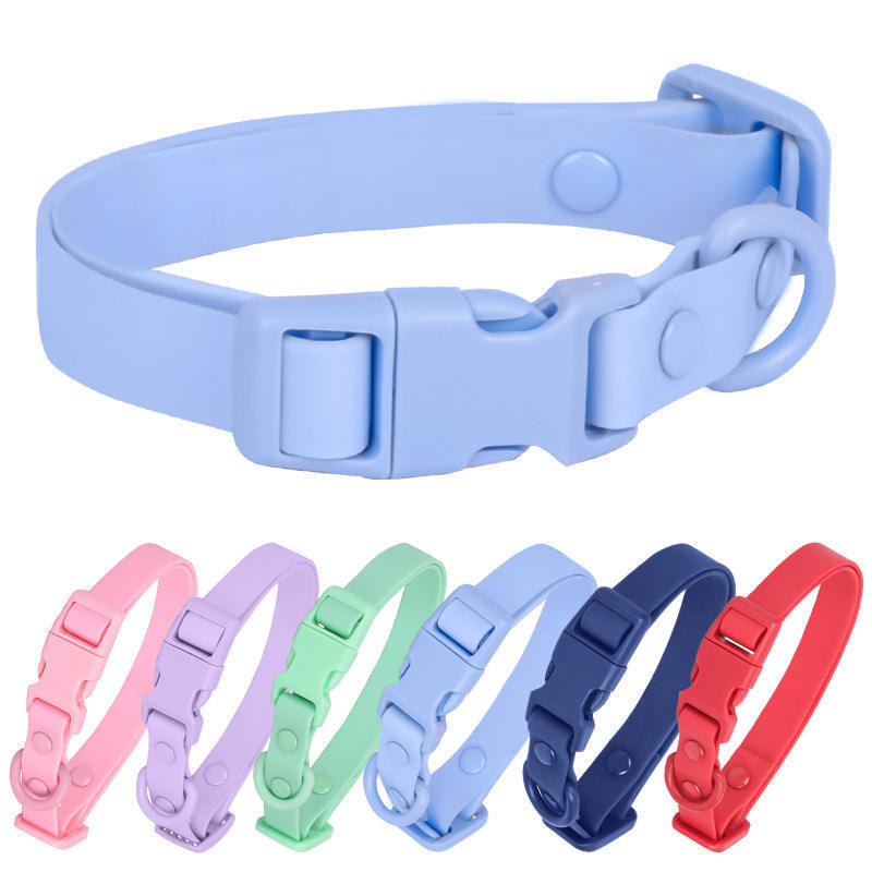 Colorful Waterproof Quick Release PVC Dog Collar And Leash Adjustable Stinkproof Soft Luxury Pet Collars Multifunctional Leashes