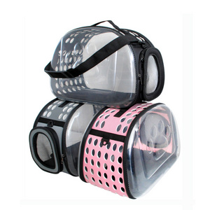 Wholesale Crossbody Foldable Pink Breathable Portable Pet Dog Cat Backpack Can Be Folded Transparent Cat Carriers