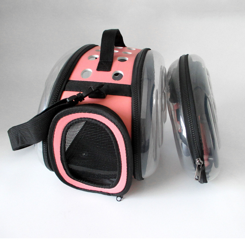 Wholesale Crossbody Foldable Pink Breathable Portable Pet Dog Cat Backpack Can Be Folded Transparent Cat Carriers