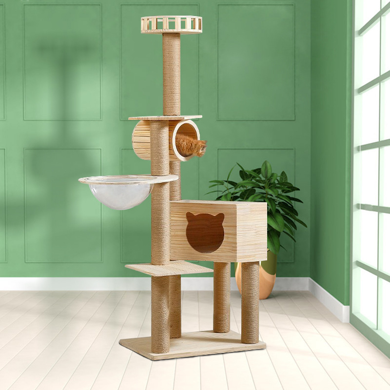 Hot Sales Cat Tree Climbing House Cat Toy Hammock For Scratc Cat Scratcher Tower 3 Floors Luxury Pet Condo Tree