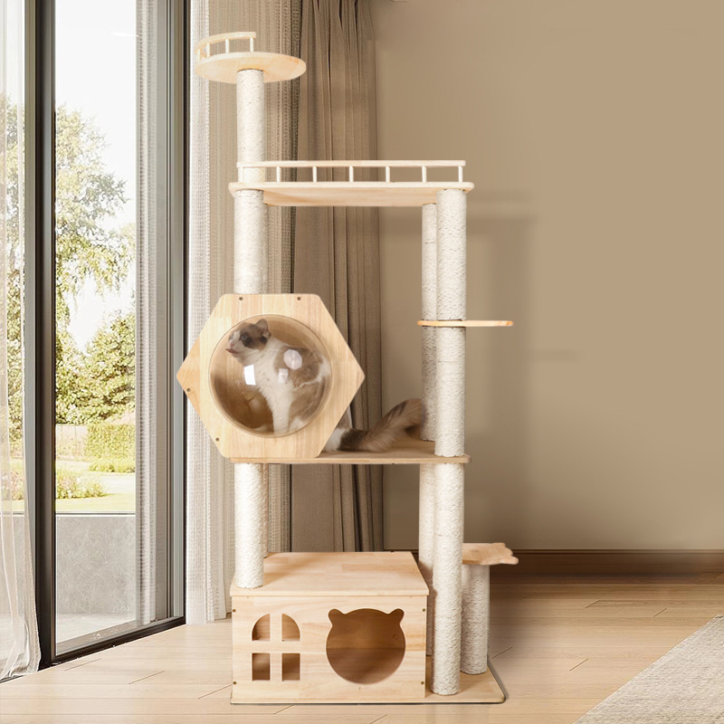 Hot Sales Cat Tree Climbing House Cat Toy Hammock For Scratc Cat Scratcher Tower 3 Floors Luxury Pet Condo Tree