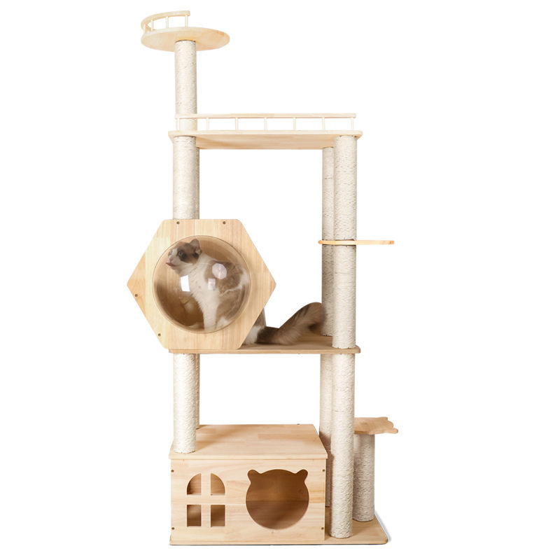 Hot Sales Cat Tree Climbing House Cat Toy Hammock For Scratc Cat Scratcher Tower 3 Floors Luxury Pet Condo Tree