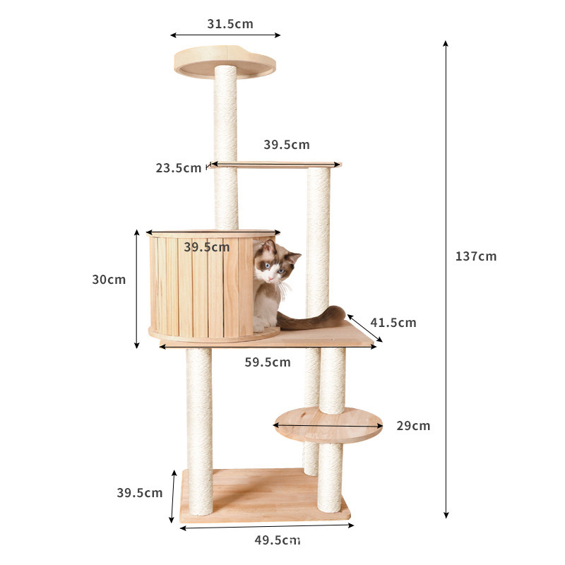 Hot Sales Cat Tree Climbing House Cat Toy Hammock For Scratc Cat Scratcher Tower 3 Floors Luxury Pet Condo Tree