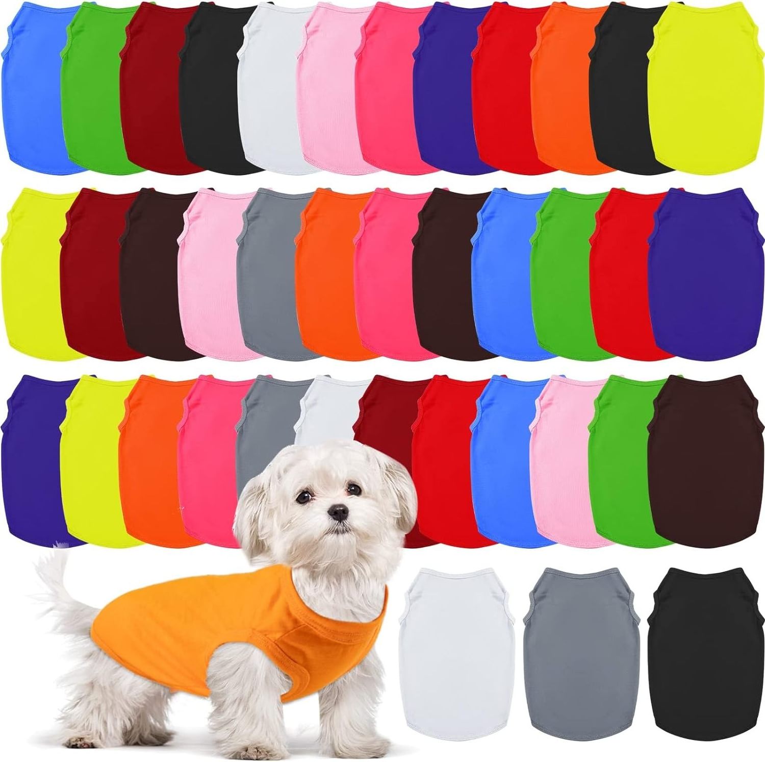 Blank Clothes Summer Soft Breathable Plain Puppy Dog Shirts Costume Clothes for Small Medium Large Dog Pet