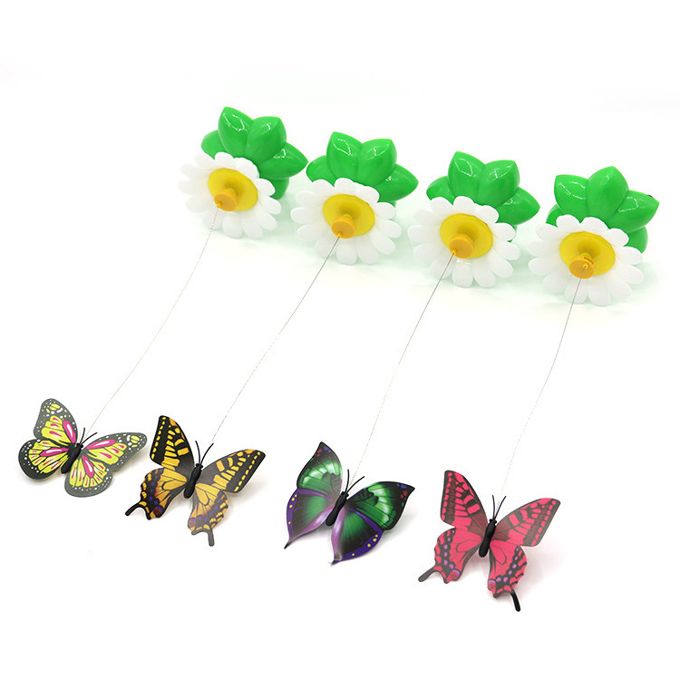 Flying Butterfly Electric Hummingbird Around Flowers Cat Funny Round Butterflies Cat Sticks Pet Interactive Toys