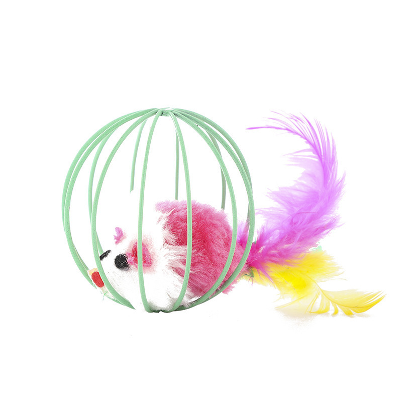 Pet Supplies Random Color Cat Toy Stick Feather Wand With Bell Mouse Cage Toys Plastic Artificial Colorful Cat Teaser Toy