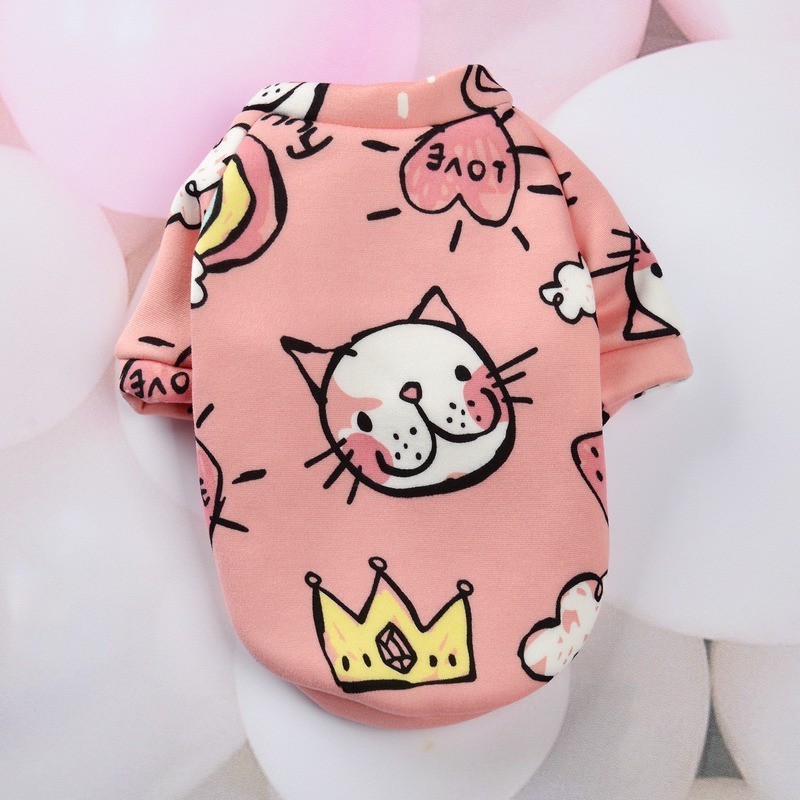 Custom Pattern Cute Pet Clothes Clothing Kawaii Cartoon Casual Polyester Autumn Winter  Puppy Teddy Cat Dog Hoodie