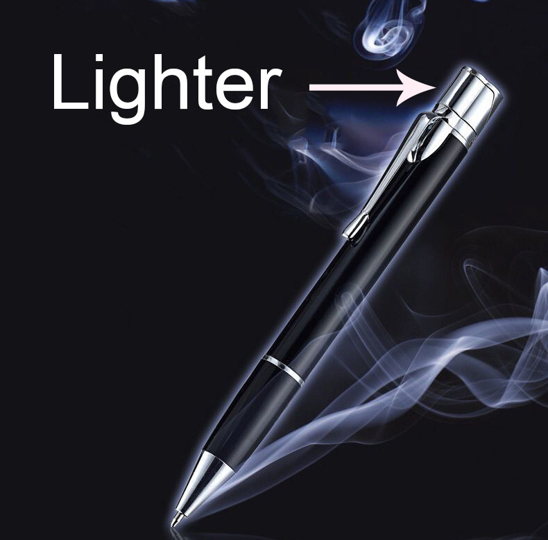 Creative metal pen lighter windproof green flame lighter pen lighter two-in-one