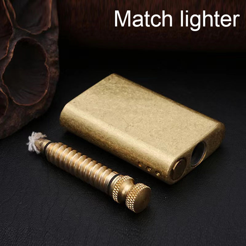 2023 High-end kerosene match lighters easy carry matches brass material gift lighter custom logo match lighters for cigarettes