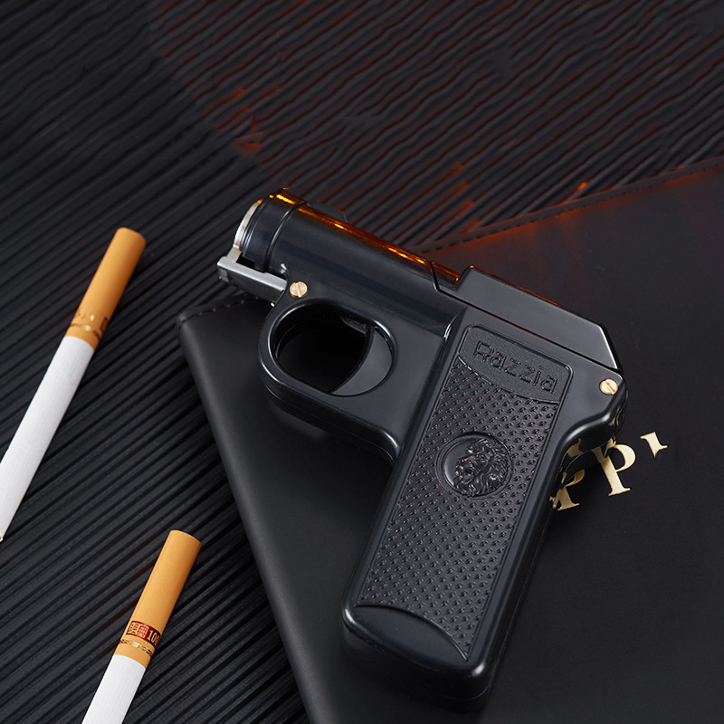 2024 classic outdoor gun shape cigarette case lighter retro kerosene lighter reusable gift lighter cigarette case