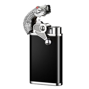 YN New design Crocodile double flame 2.0 lighter custom logo wholesale lighter dragon flame custom logo torch lighters