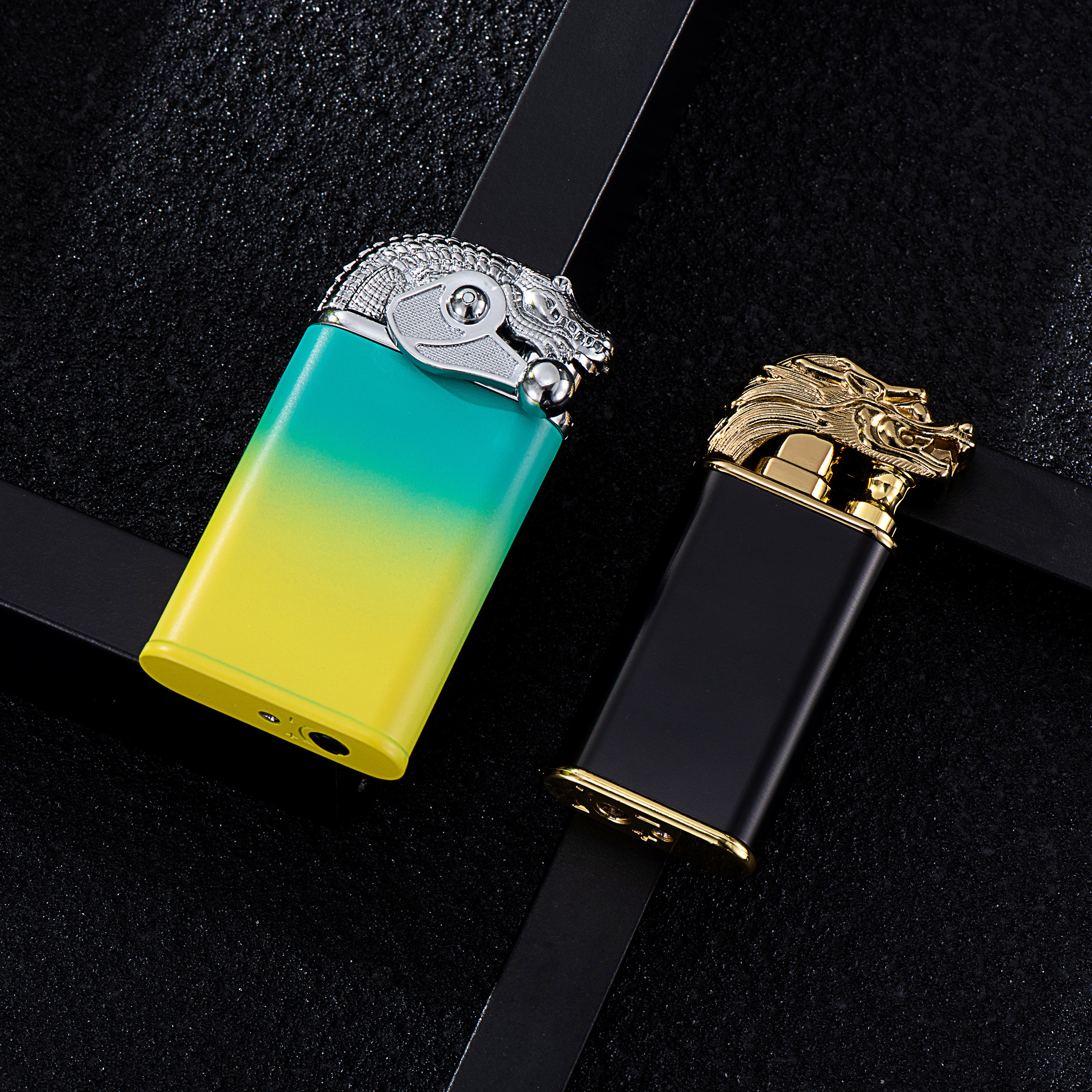 YN New design Crocodile double flame 2.0 lighter custom logo wholesale lighter dragon flame custom logo torch lighters