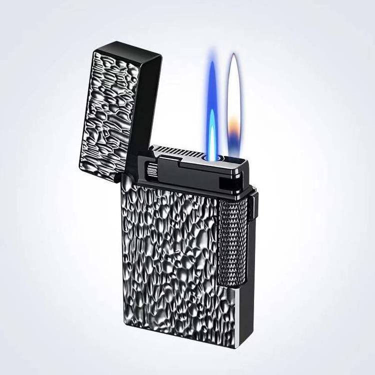 Stylish gift dual flame lighter loudspeaker gift lighter inflatable flame cigar lighter dual flame high