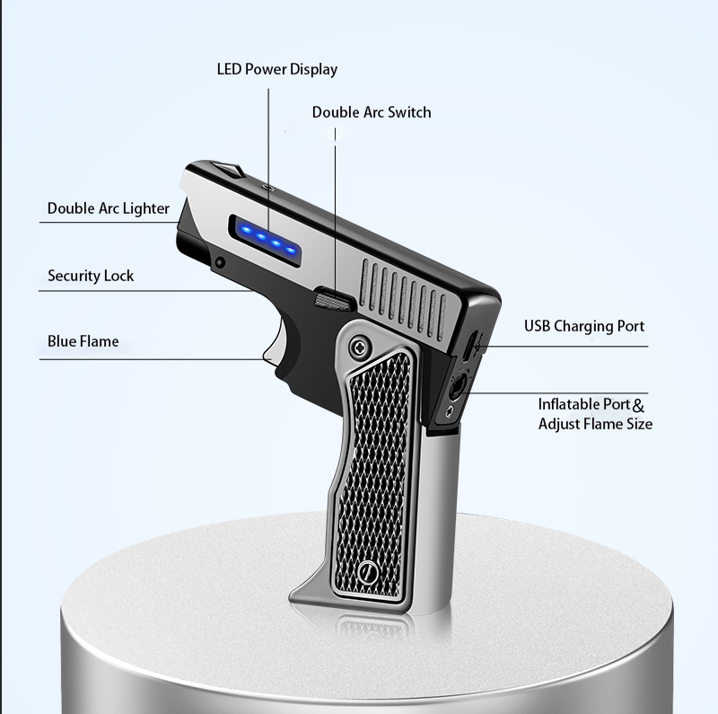 2023 Super Cool Double Arc Lighter Windproof Lighter Custom Logo Straight Punch Cigarette Lighter