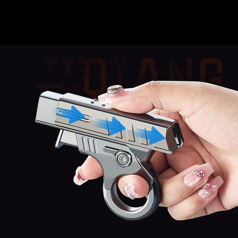 Metal Creative small pistol shape lighter Windproof Flame lighter Blue Flame toy gun lighter