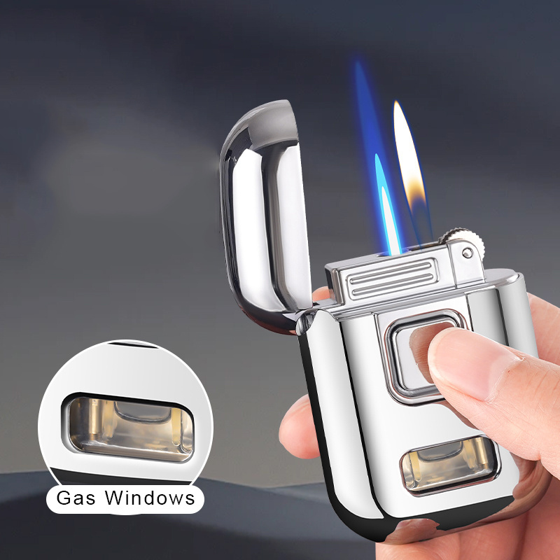 New style earphone box shape customized logo lighter windproof double fire torch lighter men's gift metal inflatable lighter