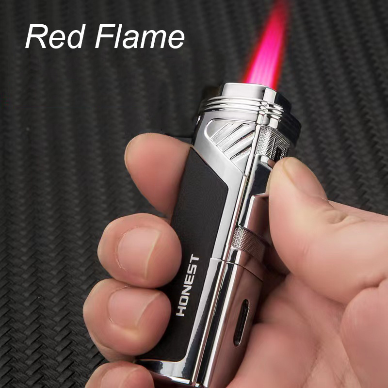 TK croc exclusive cigar lighter big fire pink four flames torch lighter 2 in 1 cigar drill torch windproof lighter for cigar