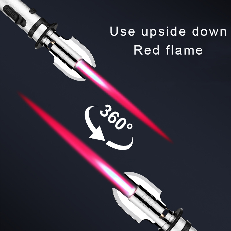 2024 creative torch cigar lighter customized logo red flame lighter outdoor safety lock lighter combination