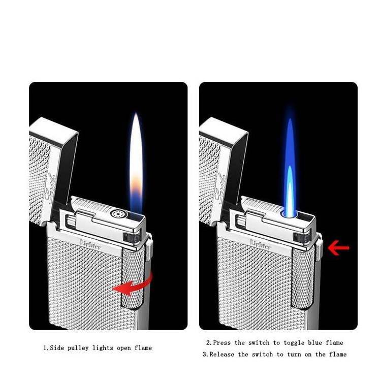 Stylish gift dual flame lighter loudspeaker gift lighter inflatable flame cigar lighter dual flame high