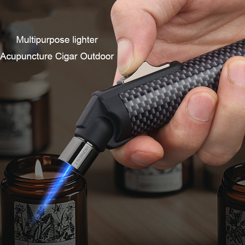 TK printing torch lighter high power gas transparent compartment cigar lighter outdoor blue flame gas lighter