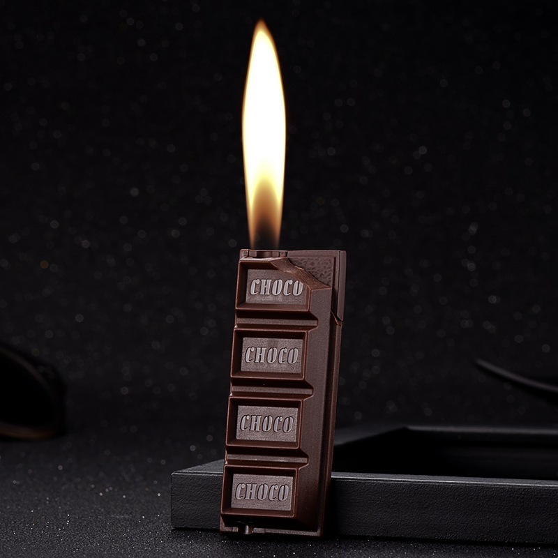 INS TK creative chocolate shaped lighter gift funny gas lighter open flame inflatable lighter