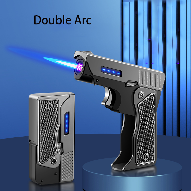 2023 Super Cool Double Arc Lighter Windproof Lighter Custom Logo Straight Punch Cigarette Lighter