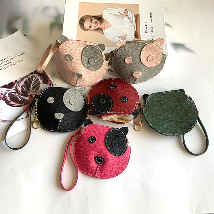 New cartoon cute puppy purse keychain cartoon bag stitching zipper purse wholesale manufacturers