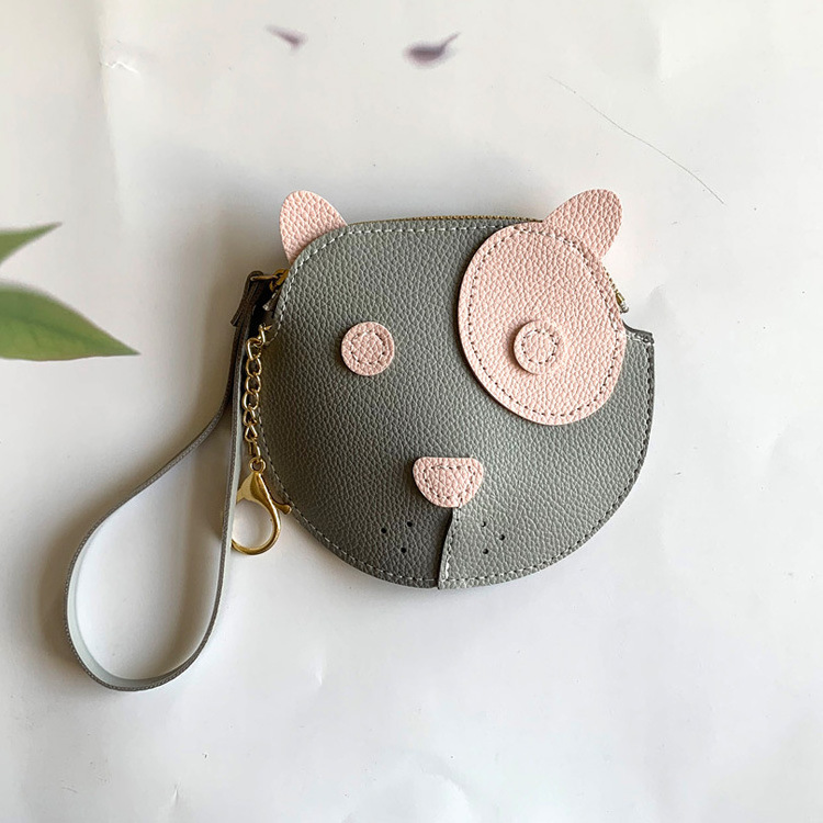 New cartoon cute puppy purse keychain cartoon bag stitching zipper purse wholesale manufacturers